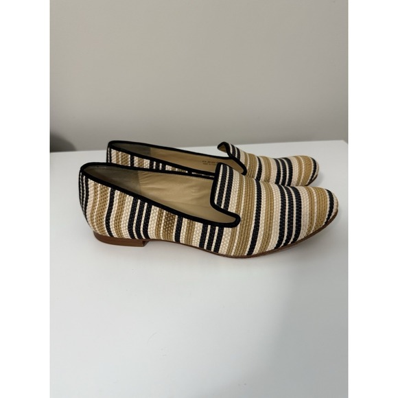 Cole Haan Woven Sabrina Black Tan Striped Loafer Women Size 9B Classic, Mature - Picture 1 of 8